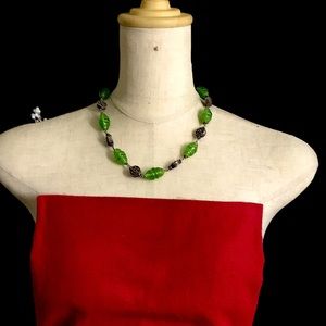🖤Vtg TAB sterling silver & Murano art glass beads necklace